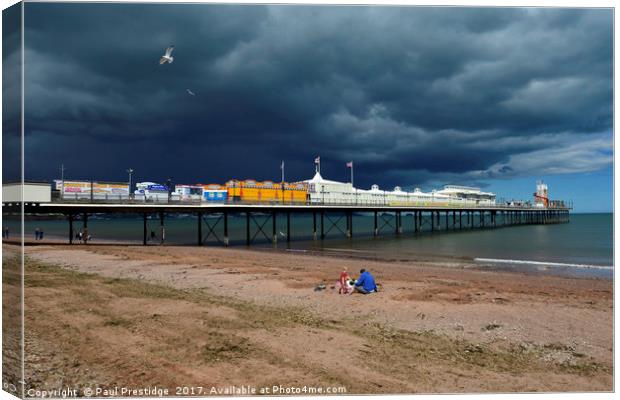   Paignton Pier with Storm Approaching             Canvas Print by Paul F Prestidge
