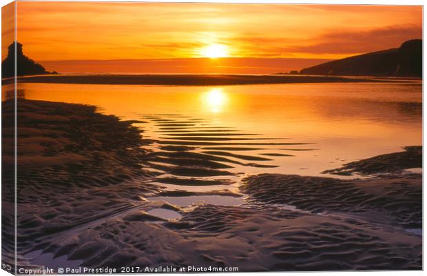 Wonwell Beach Sunset Canvas Print by Paul F Prestidge