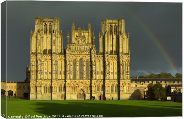 Majestic Wells Cathedral in a Storm Canvas Print by Paul F Prestidge