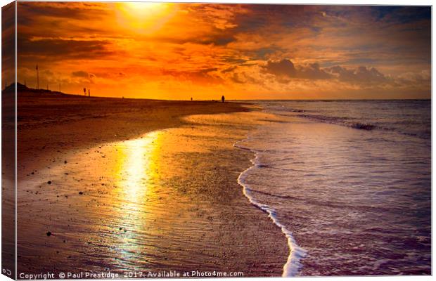 Sunrise Exmouth Beach Canvas Print by Paul F Prestidge