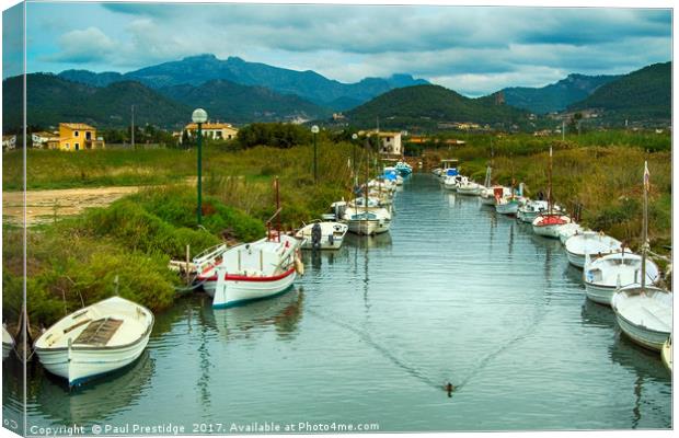 Fishing Boats at Andratx Canvas Print by Paul F Prestidge