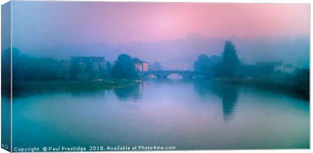 Totnes Bridge in the Mist Canvas Print by Paul F Prestidge