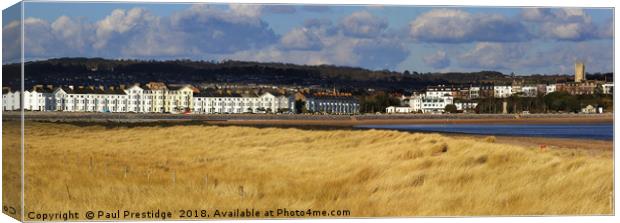 Exmouth Sea Front from Dawlish Warren, Panoramic Canvas Print by Paul F Prestidge