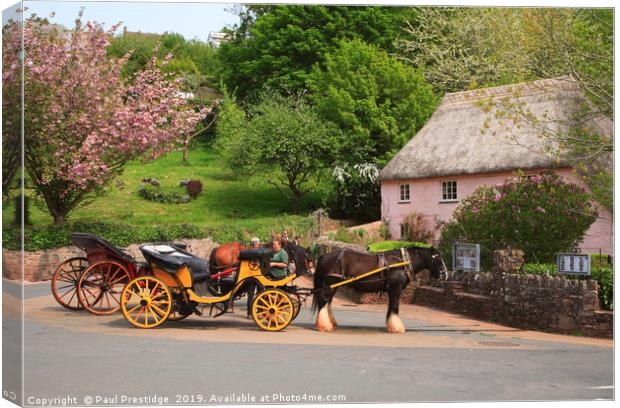 Horse and Carriages at Cockington Canvas Print by Paul F Prestidge