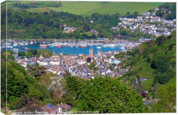 Looking Down on Dartmouth Canvas Print by Paul F Prestidge