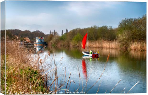 Sailing up the Exeter Ship Canal Canvas Print by Paul F Prestidge