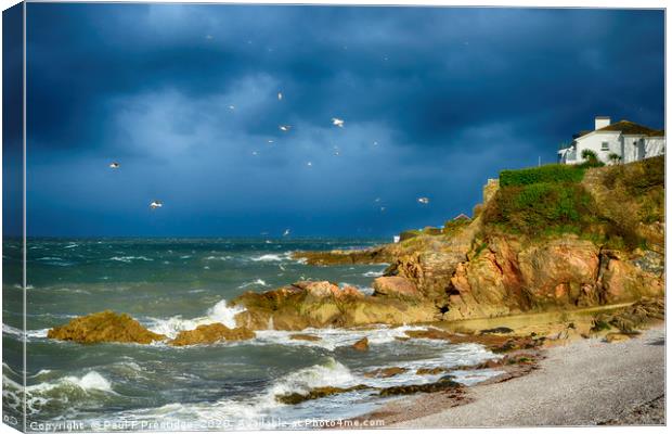 Stormy Conditions at Breakwater Beach Canvas Print by Paul F Prestidge