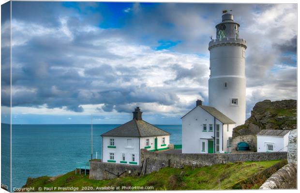 The Lighthouse and Buildings at Start Point, Devon Canvas Print by Paul F Prestidge