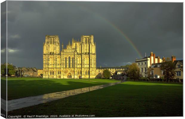 Majestic Wells Cathedral in Stormy Splendor Canvas Print by Paul F Prestidge