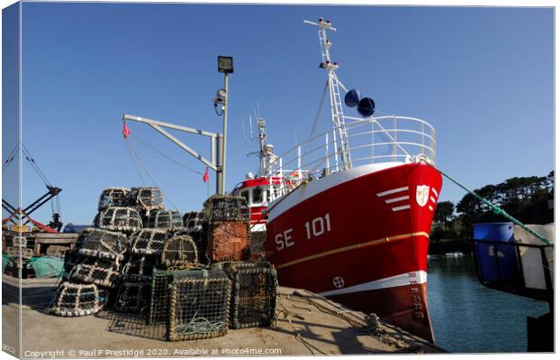 Red Fishing Boat with Pots Canvas Print by Paul F Prestidge