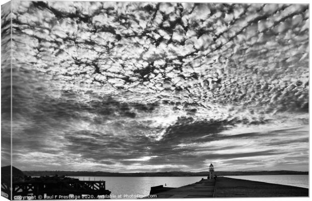 Magnificent Clouds Engulfing Brixham Lighthouse Canvas Print by Paul F Prestidge