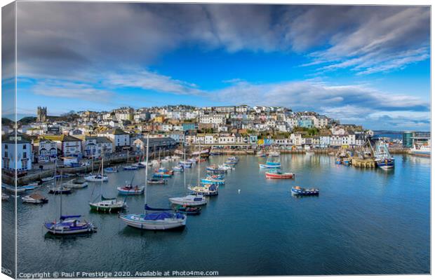 Brixham at Christmas Canvas Print by Paul F Prestidge