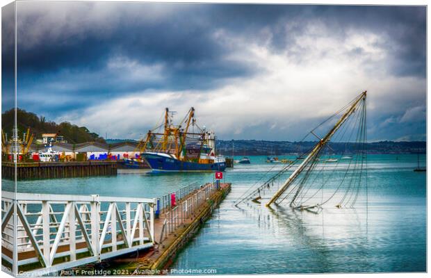 A Sunken Yacht at Brixham Canvas Print by Paul F Prestidge