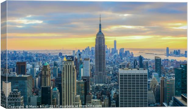 Sunset in New York City Canvas Print by Marco Bicci