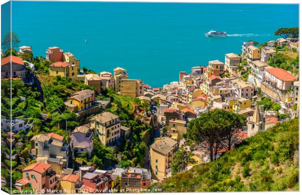 Cityscape of Riomaggiore Canvas Print by Marco Bicci