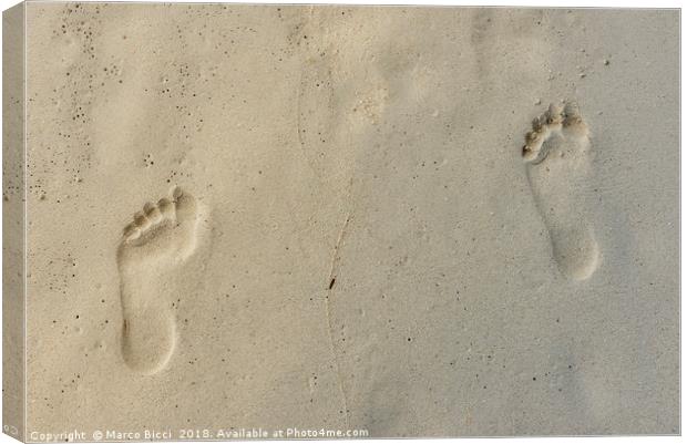 Footprints in the sand Canvas Print by Marco Bicci