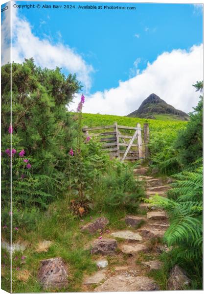 Path to Yewbarrow Mountain summit in the English L Canvas Print by Alan Barr
