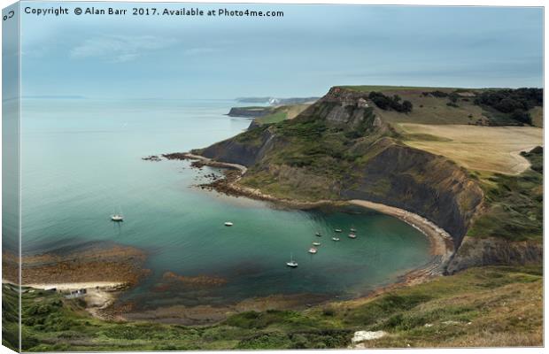 Yachts Anchored in Chapman's Pool, Dorset  Canvas Print by Alan Barr
