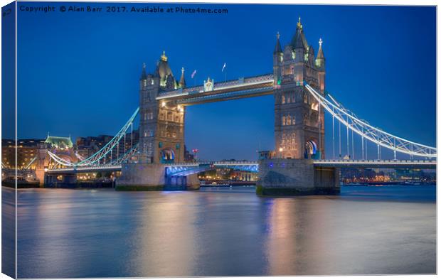 Tower Bridge in the Evening London Skyline Canvas Print by Alan Barr