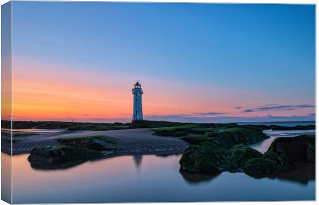 New Brighton Lighthouse Sunset Canvas Print by Graham Morris