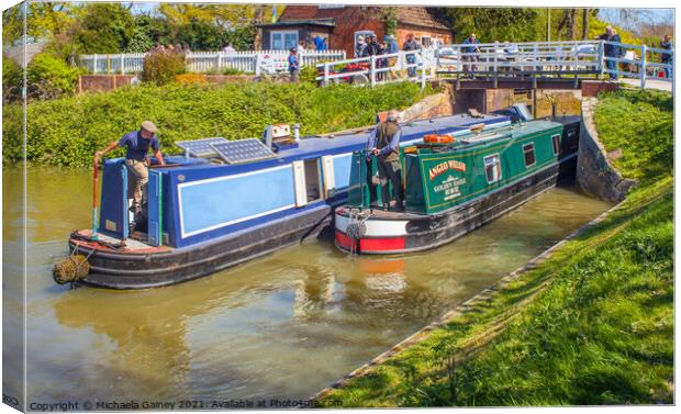 Caen Hill Locks, Kennet and Avon Canal, Wiltshire Canvas Print by Michaela Gainey