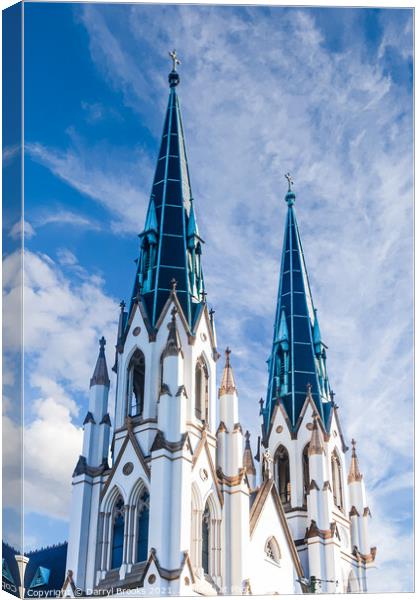 Twin Steeples on White Church Canvas Print by Darryl Brooks