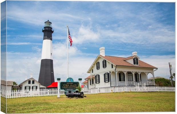 American Flag by Tybee Lighthouse Canvas Print by Darryl Brooks