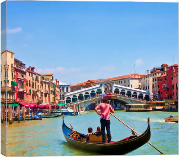 Gondola in Venice Canal Canvas Print by Darryl Brooks