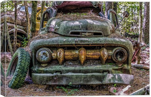 Green Ford Pickup with Massive Grill Canvas Print by Darryl Brooks