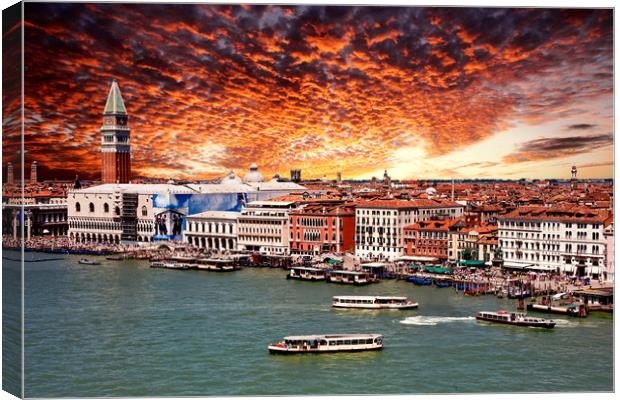 St Marks Square and Water Buses Canvas Print by Darryl Brooks