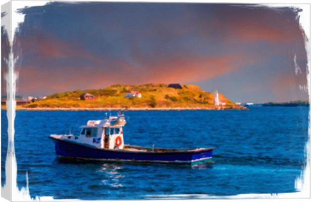 Fishing Boat Past Small Lighthouse Canvas Print by Darryl Brooks