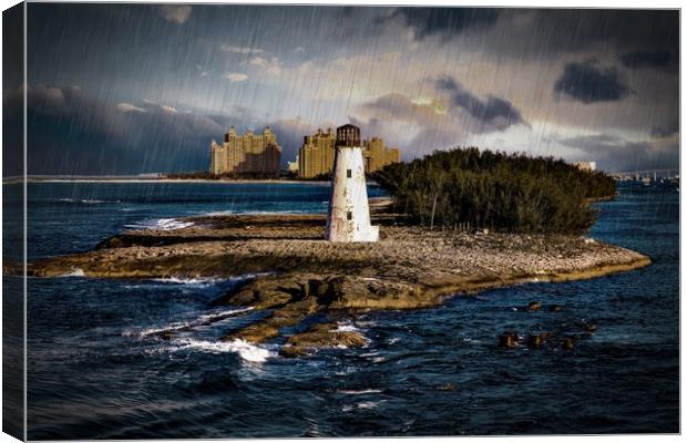 Bahamas Lighthouse with Resort Canvas Print by Darryl Brooks
