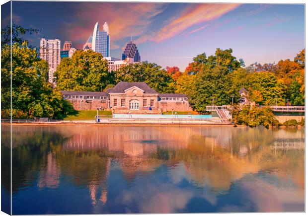 Atlanta Skyline in Lake Canvas Print by Darryl Brooks