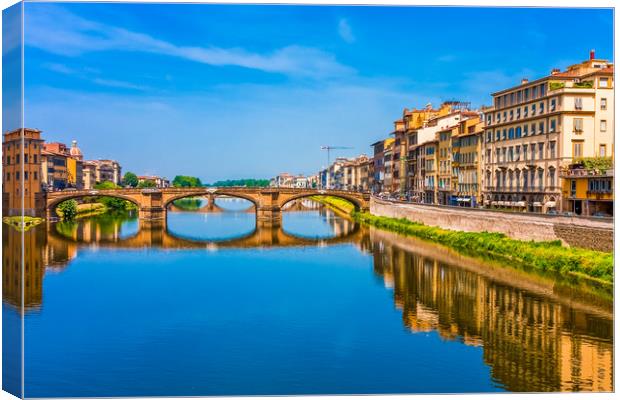Bridge and Buildings on Arno River Canvas Print by Darryl Brooks