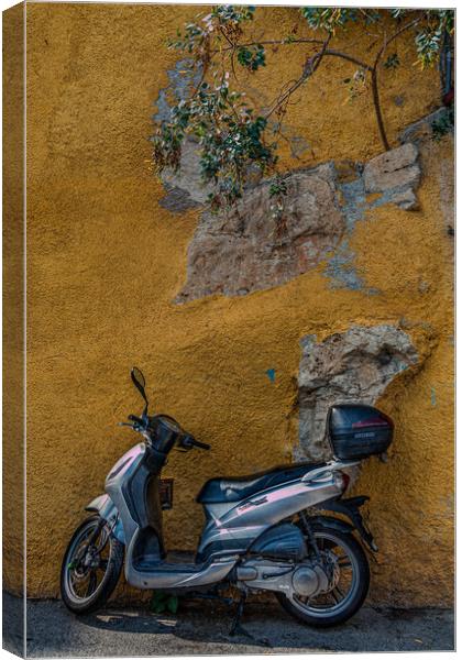 Scooter in Villiefrance Canvas Print by Darryl Brooks