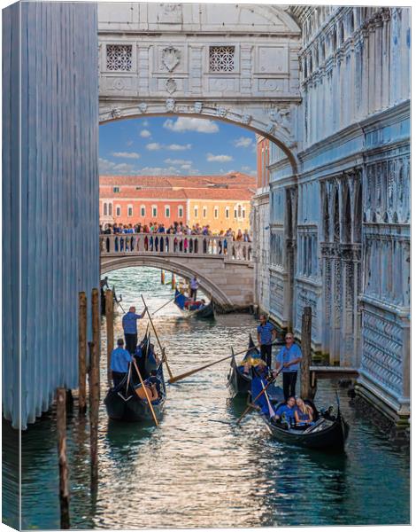 Gondolas Into Grand Canal Canvas Print by Darryl Brooks