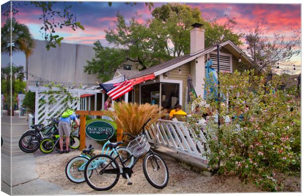 Early Morning at Palm Coast Cafe Canvas Print by Darryl Brooks
