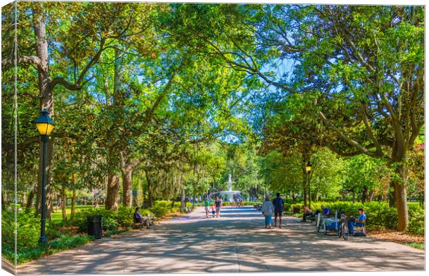 Families Walking into Forsyth Park Canvas Print by Darryl Brooks