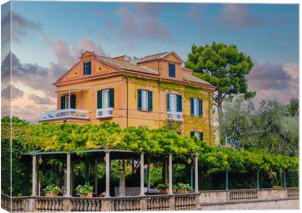 Large Colorful Villa in Sorrento Canvas Print by Darryl Brooks