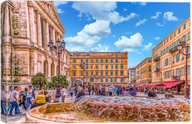 People in Nice Plaza with Fountain Canvas Print by Darryl Brooks