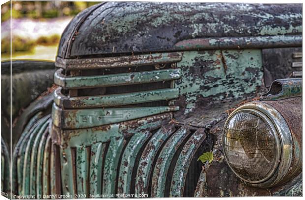 Old Rusty Green Truck Canvas Print by Darryl Brooks