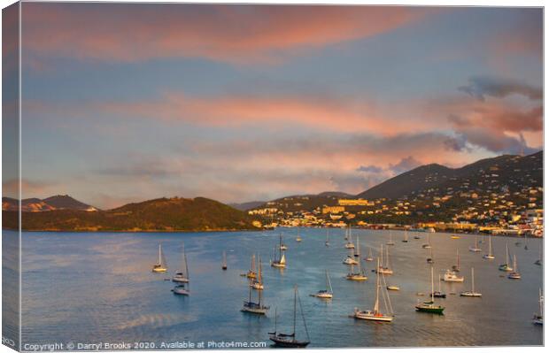 Sailboats Anchored in Caribbean Bay Canvas Print by Darryl Brooks