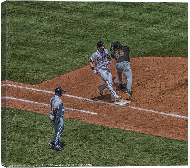 Safe at First Canvas Print by Darryl Brooks