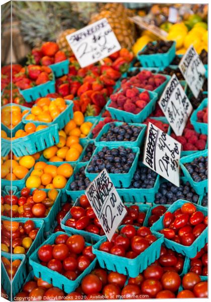 Tomatoes Blueberries and Raspberries Canvas Print by Darryl Brooks