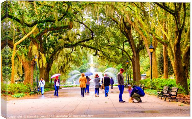Tourists in Forsyth Park Canvas Print by Darryl Brooks