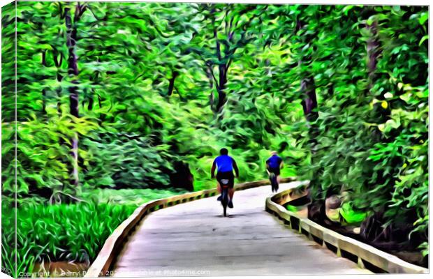 Two Cyclists on Trail Canvas Print by Darryl Brooks