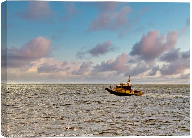 Yellow Pilot Boat at Dawn Canvas Print by Darryl Brooks