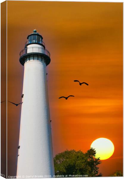 Lighthouse and Sun Canvas Print by Darryl Brooks