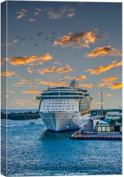 Cruise Ship Tied to Dock Canvas Print by Darryl Brooks