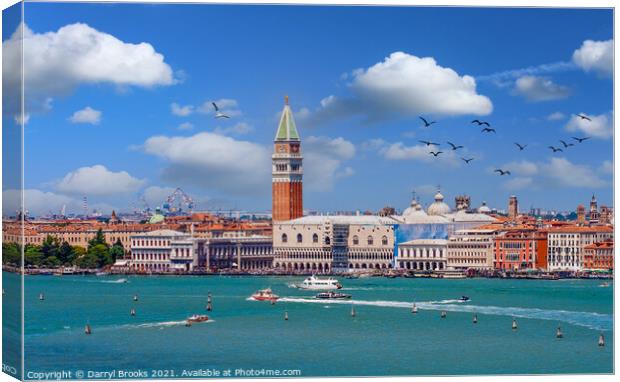 Canal and St. Marks in Venice Canvas Print by Darryl Brooks